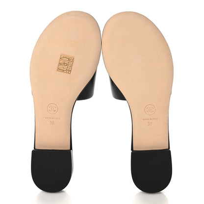 Chanel Lambskin Beaded CC Mules 38 Black 6 of 10