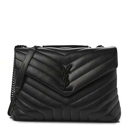 Saint Laurent Calfskin Y Quilted Monogram Medium Loulou Chain Satchel Black 1 of 8