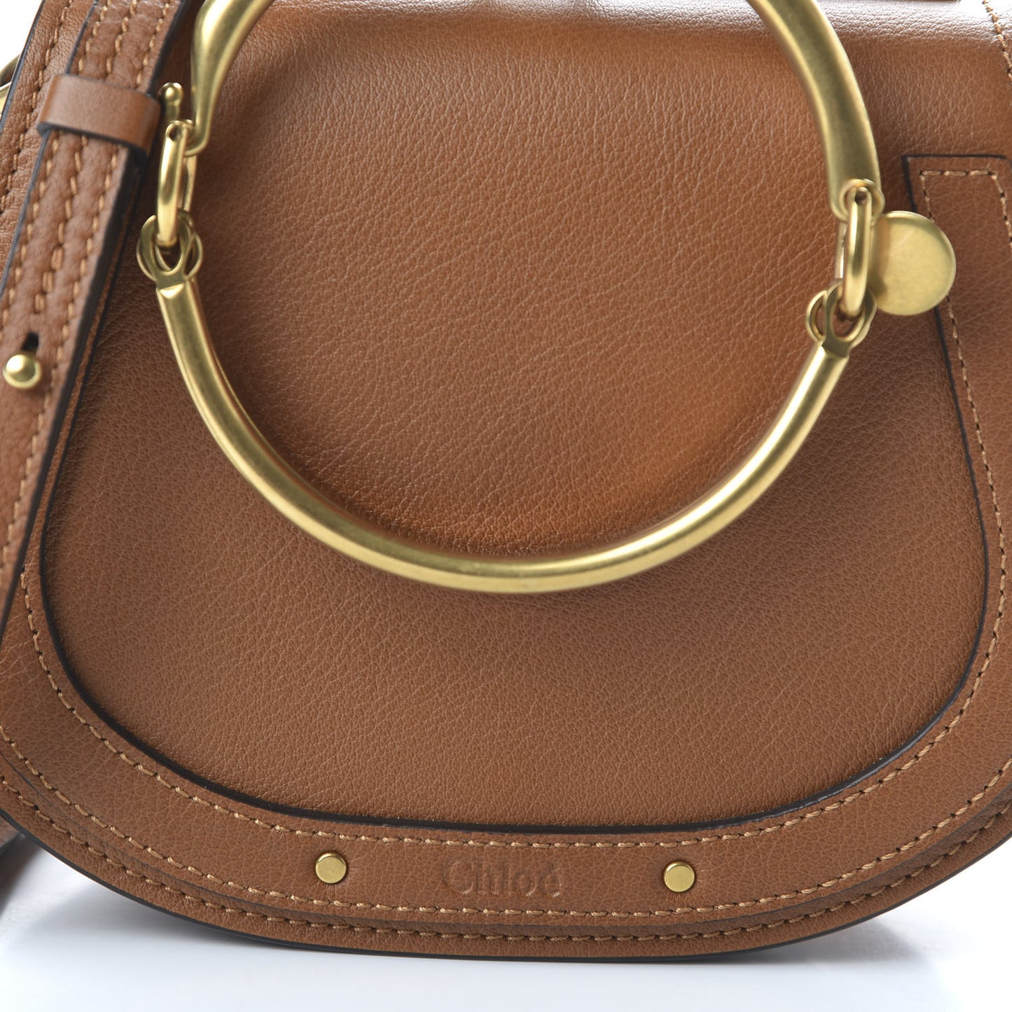 Calfskin Suede Small Nile Bracelet Bag Caramel