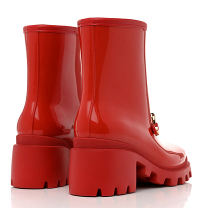 Gucci Rubber Womens Horsebit Ankle Boots 35 Maple Red 4 of 8