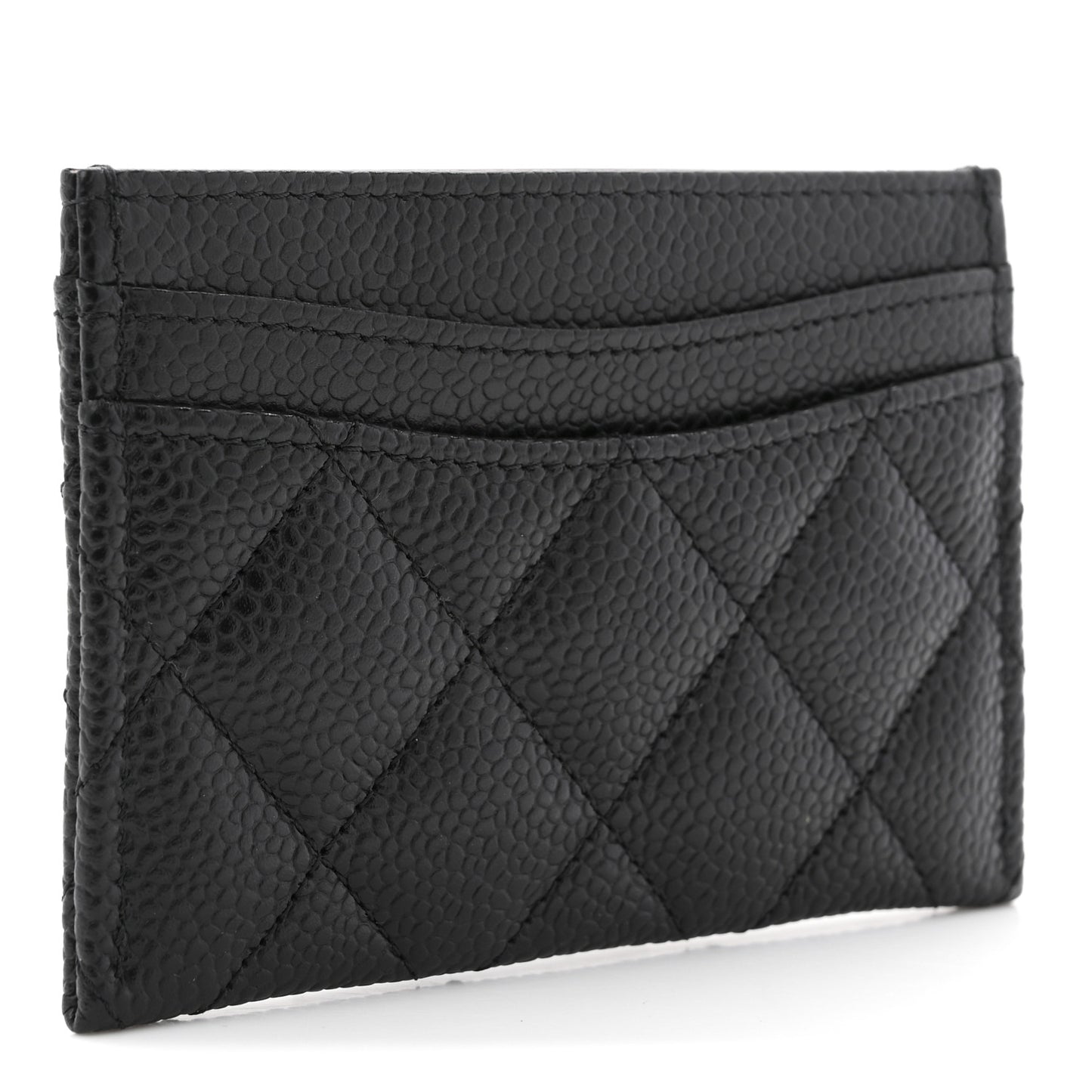 Caviar Quilted Card Holder Black