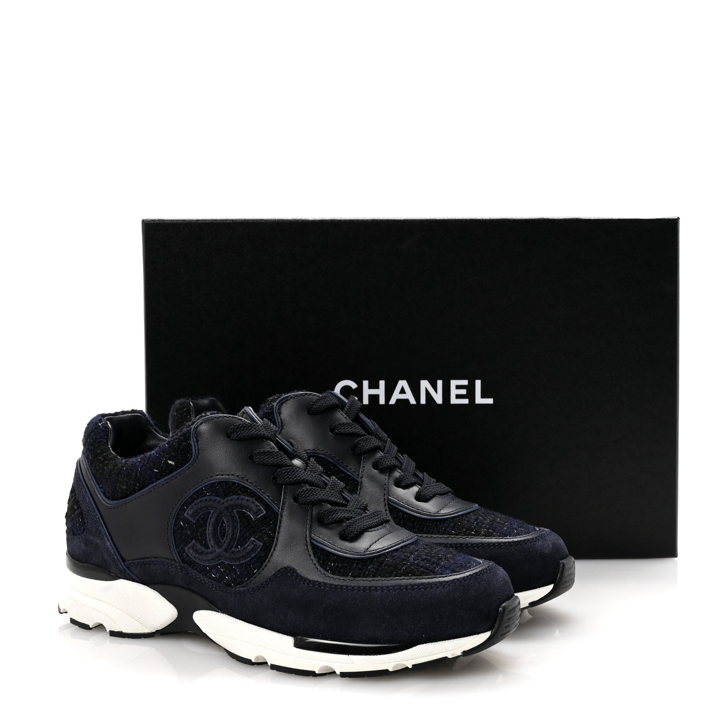 Tweed Suede Womens CC Sneakers 38 Black Blue