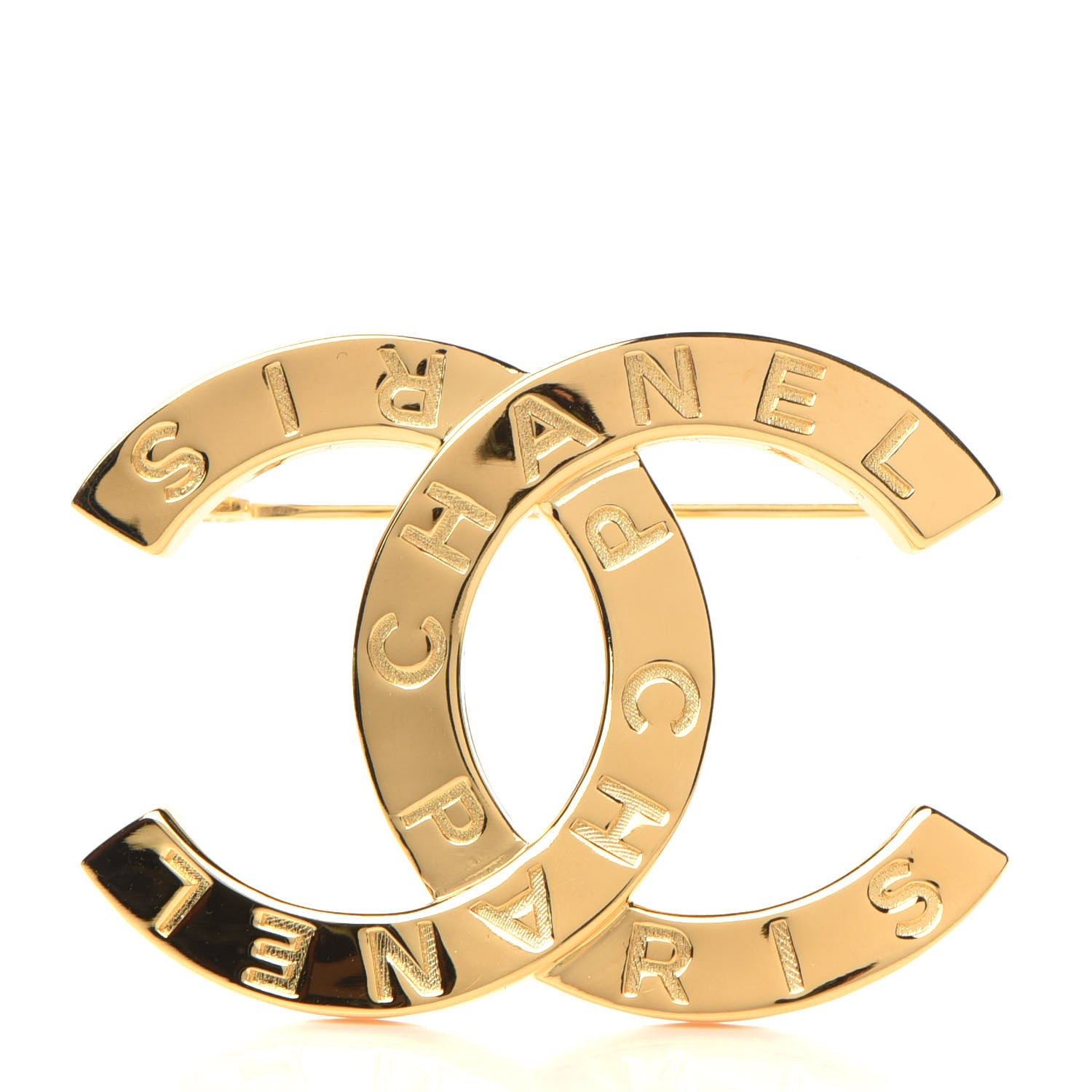 Chanel Metal Paris Button CC Large Brooch Gold 1 of 5