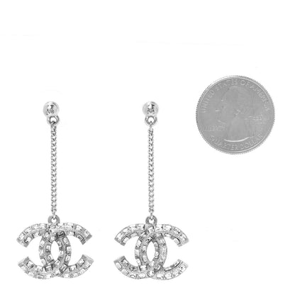 Chanel Baguette Crystal CC Drop Earrings Silver 2 of 5