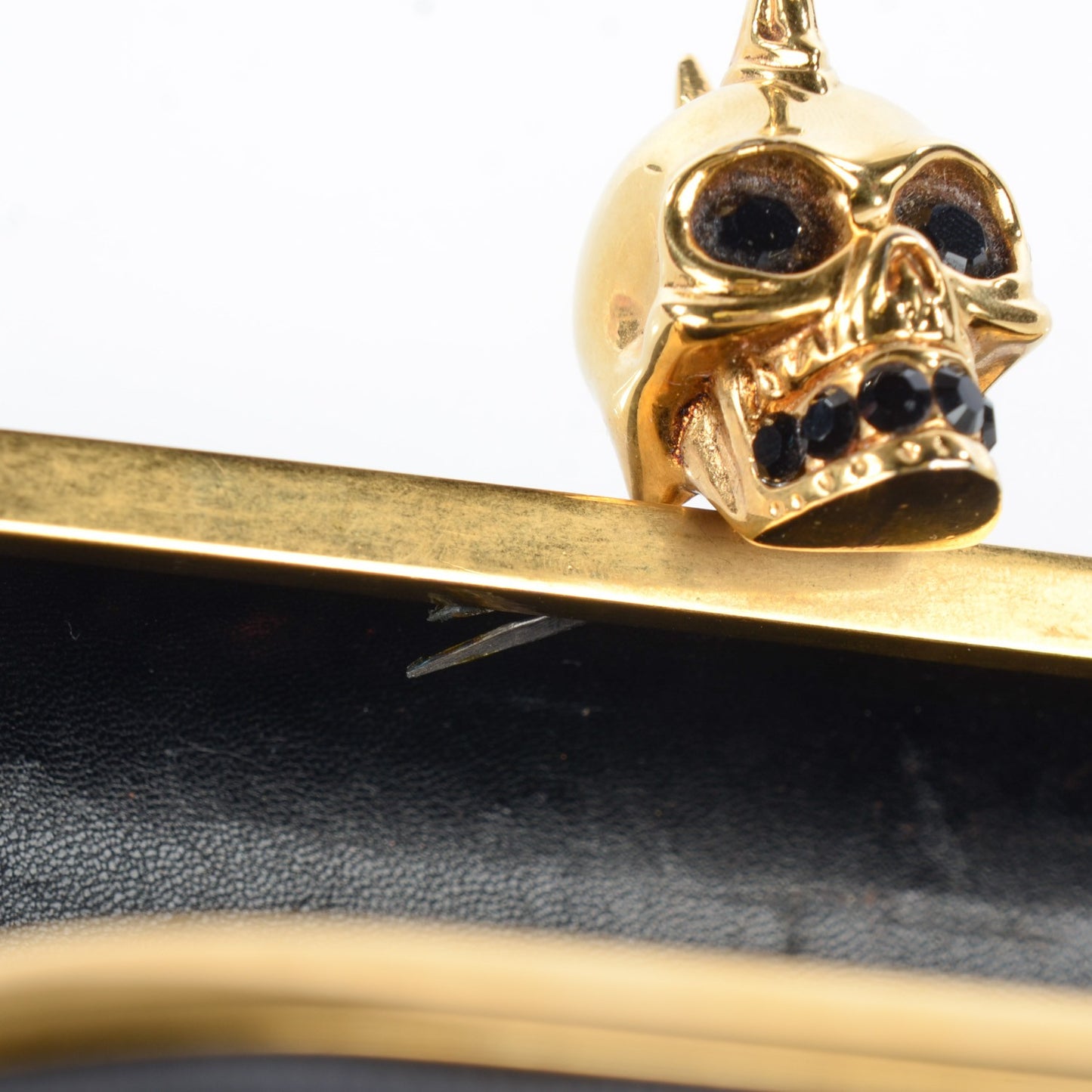 Leather Shark Teeth Skull Box Clutch Black