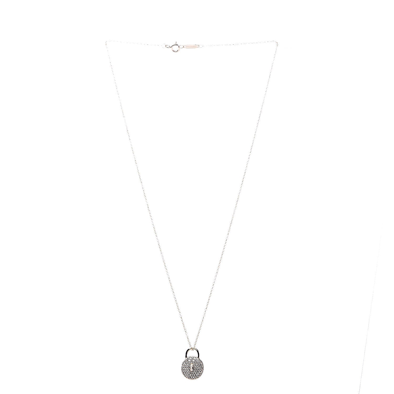 Tiffany 18K Rose Gold Diamond Lock Pendant Necklace 3 of 6