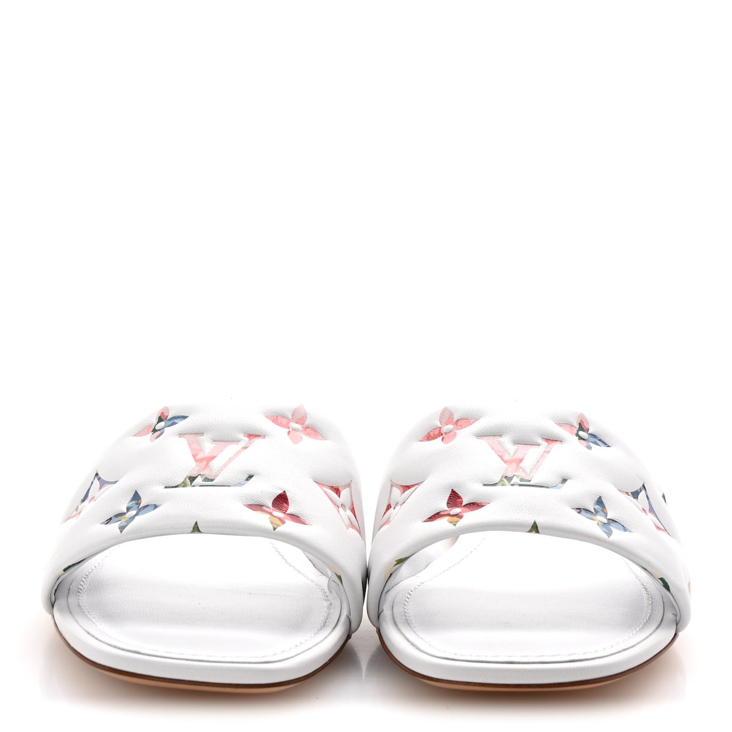 Lambskin Embossed Monogram By The Pool Revival Flat Mules 36 White Multicolor
