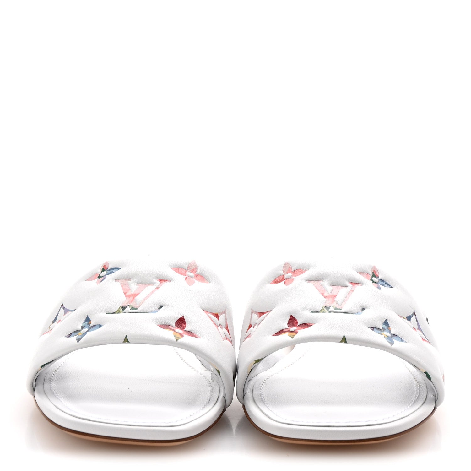 Louis Vuitton Lambskin Embossed Monogram By The Pool Revival Flat Mules 36 White Multicolor 3 of 10