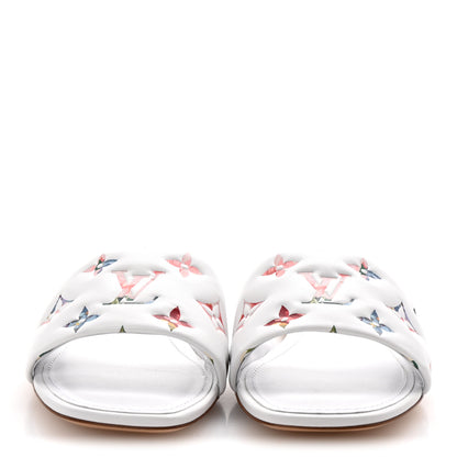 Louis Vuitton Lambskin Embossed Monogram By The Pool Revival Flat Mules 36 White Multicolor 3 of 10