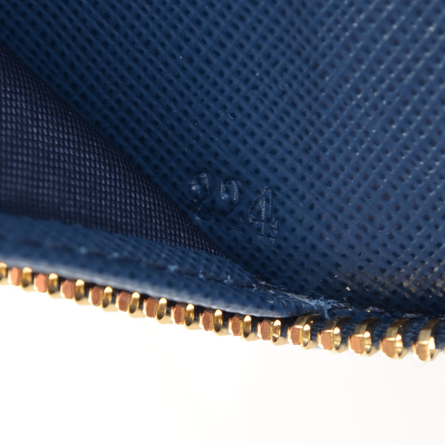 Prada Saffiano Triangle Large Zip Around Travel Wallet Bleuette 7 of 8