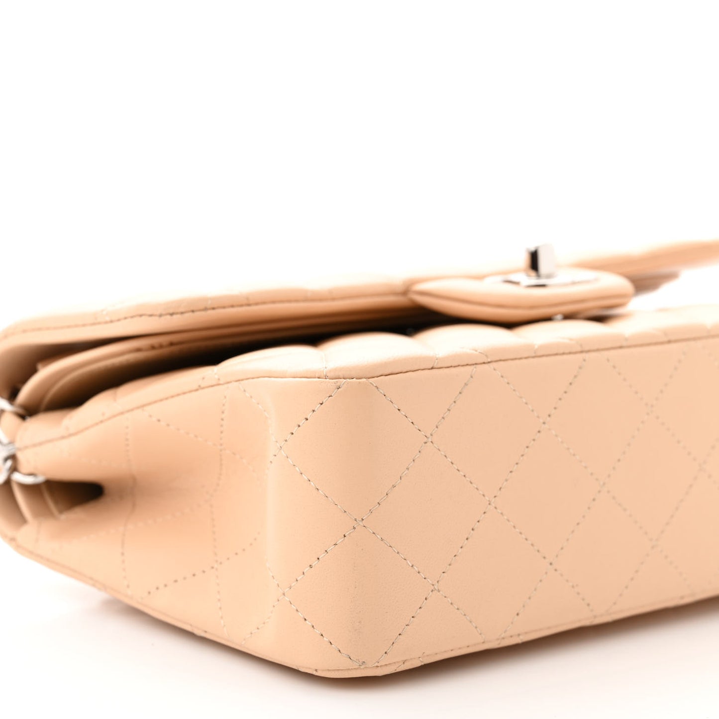 Lambskin Quilted Small Double Flap Beige