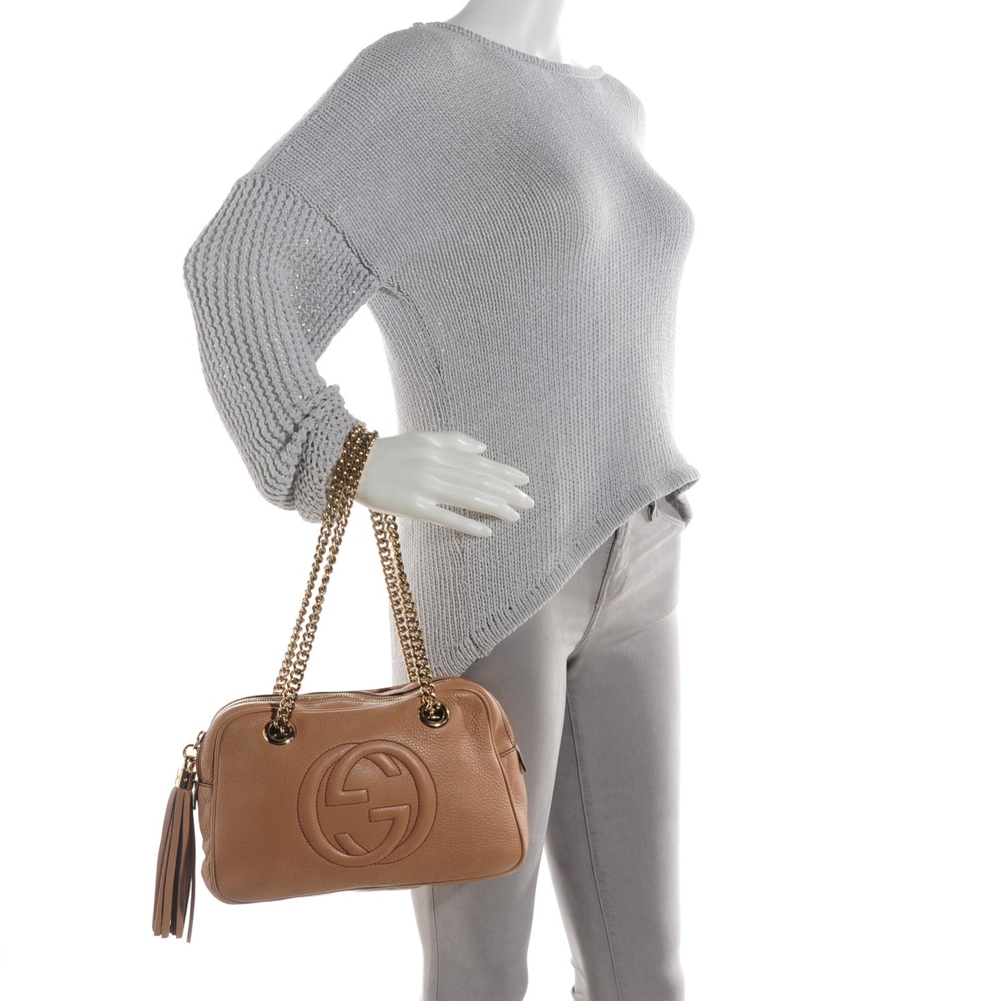 Pebbled Calfskin Small Soho Bowler Camelia