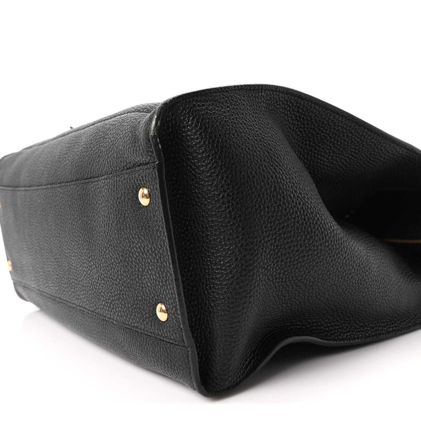 Hammered Calfskin Double Handle Large Amy Tote Black