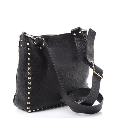 Valentino Garavani Pebbled Calfskin Small Rockstud Flip-Lock Messenger Bag Black 3 of 7