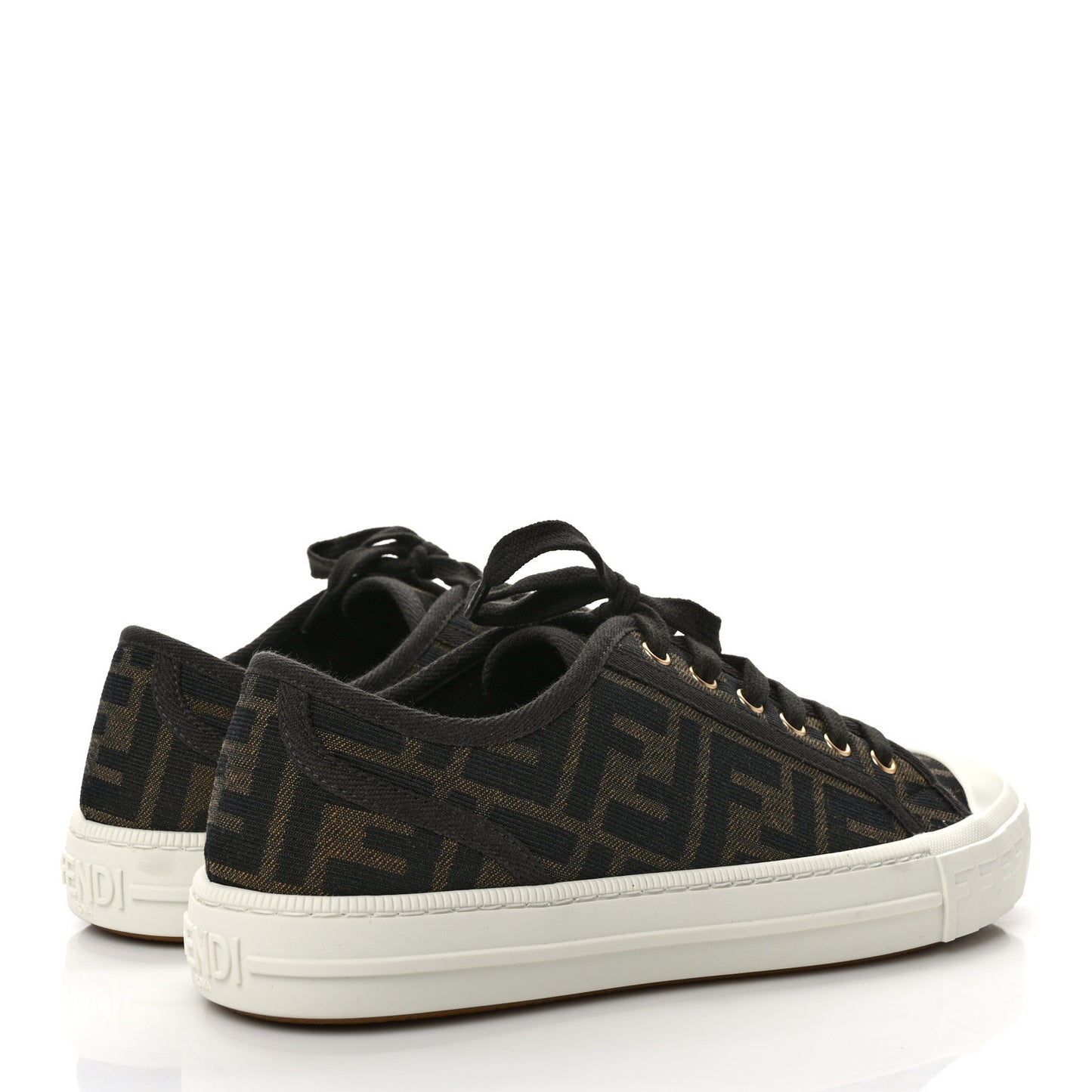 Fabric Jacquard FF Womens Domino Low Top Sneakers 38 Tobacco