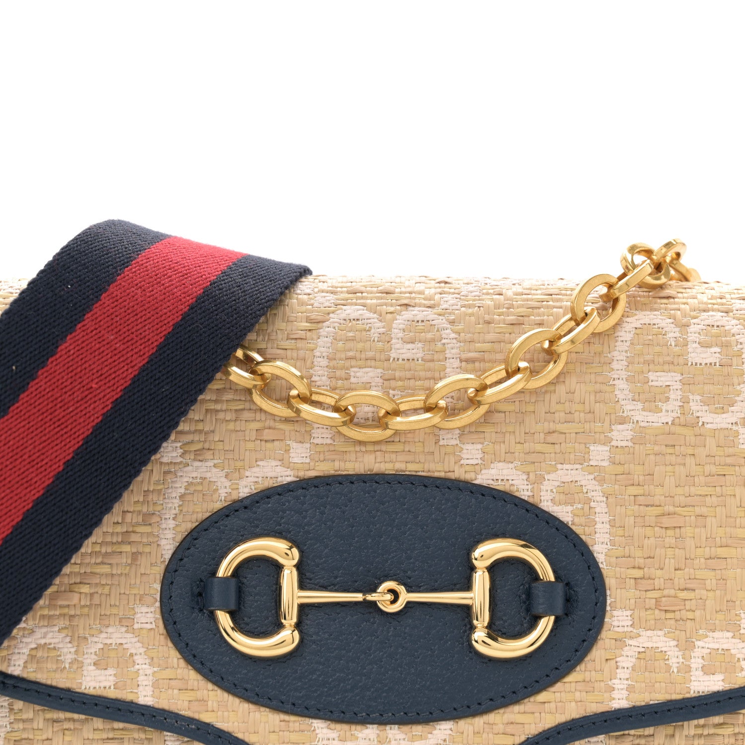 Gucci Raffia Textured Dollar Calfskin GG Monogram Web Small Horsebit 1955 Crossbody Bag 8 of 10