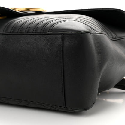 Gucci Calfskin Matelasse Maxi GG Marmont Top Handle Shoulder Bag Black Black 10 of 18