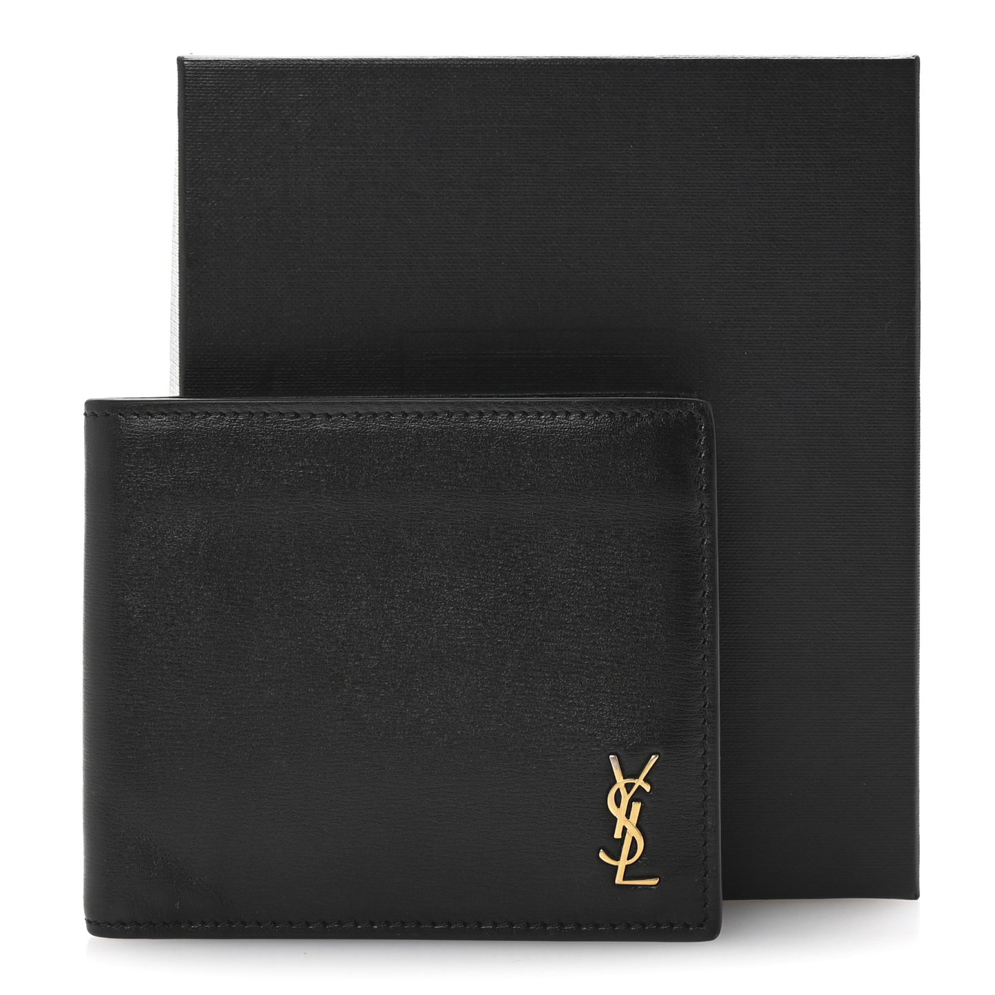 Shiny Calfskin Tiny Bi-Wallet Black