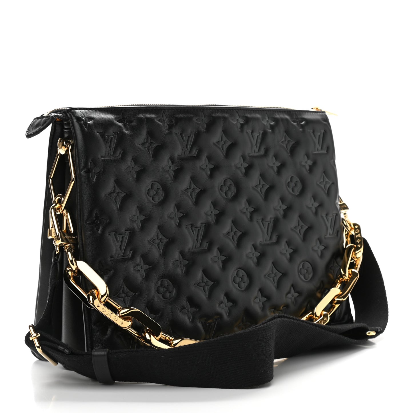 Lambskin Embossed Monogram Coussin MM Black