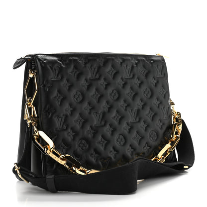 Louis Vuitton Lambskin Embossed Monogram Coussin MM Black 3 of 8