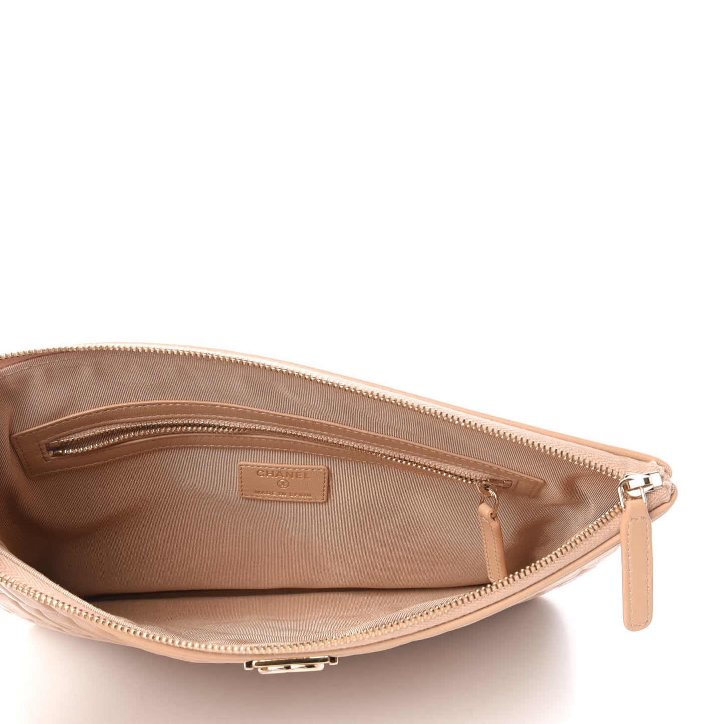 Lambskin Quilted Medium Boy Cosmetic Case Beige