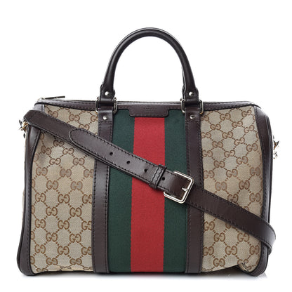 Gucci Monogram Vintage Web Medium Boston Dark Brown 1 of 13
