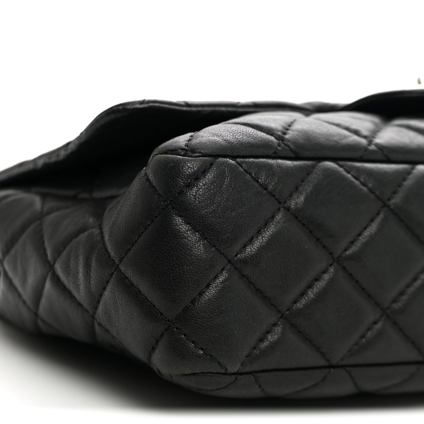 Washed Lambskin Quilted Bijoux Chain Jumbo Single Flap Black