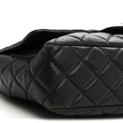 Chanel Washed Lambskin Quilted Bijoux Chain Jumbo Single Flap Black 9 of 10
