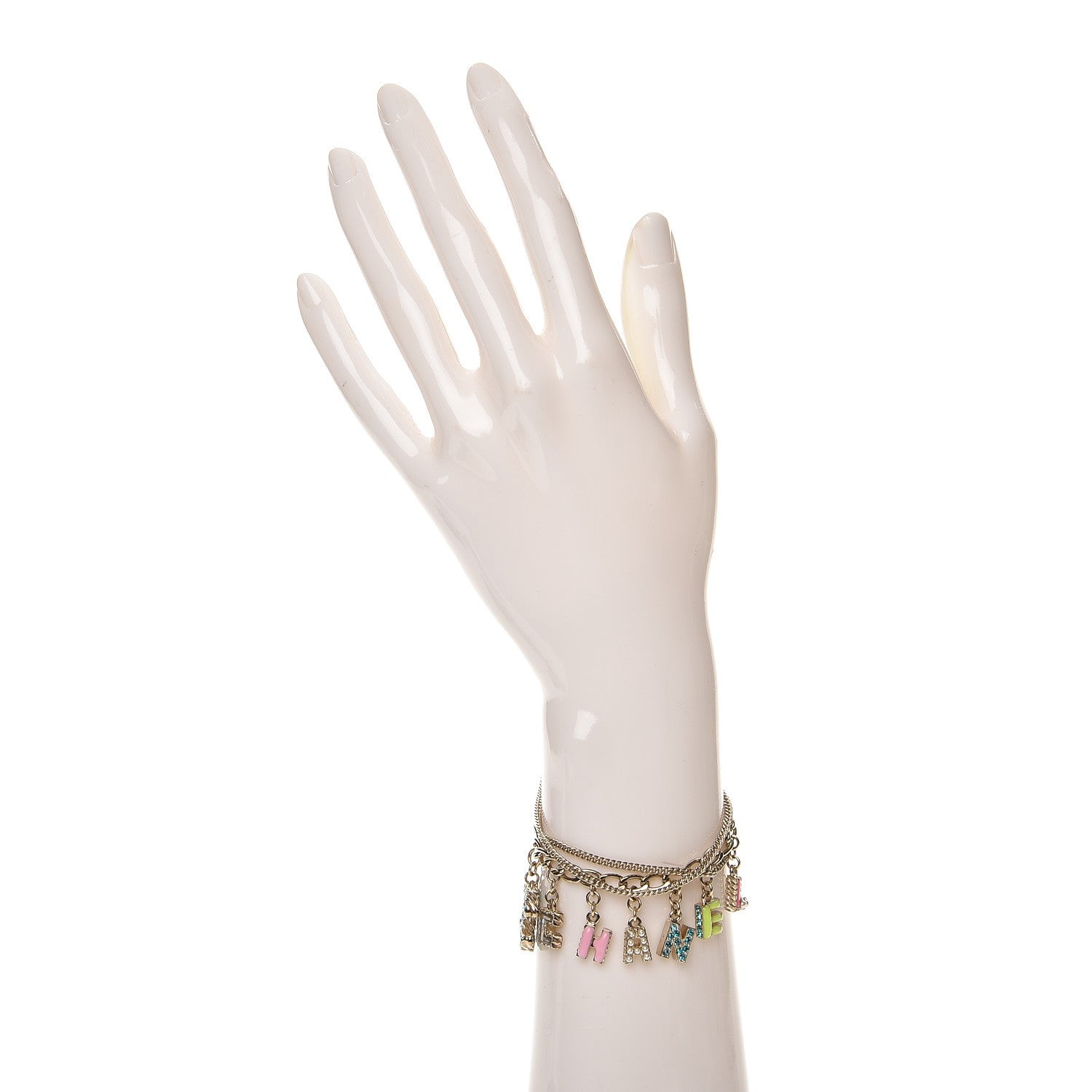 Chanel Metal Strass Enamel CC Logo Charms Bracelet Multicolor 2 of 3