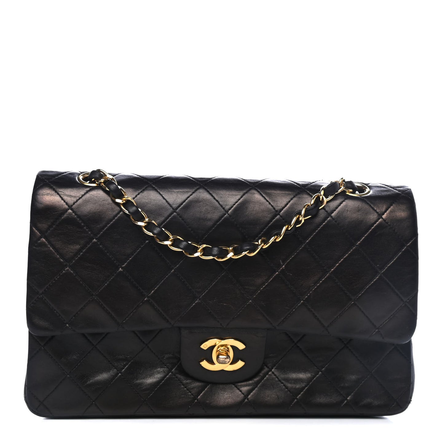 Lambskin Quilted Small Double Flap Black
