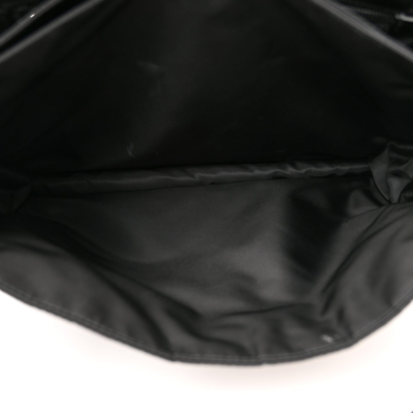 Re-Nylon Vitello Padded Large Flap Shoulder Bag Black