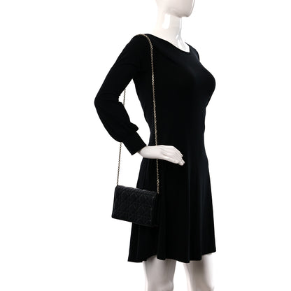 Christian Dior Lambskin Cannage Lady Dior Chain Wallet Black 2 of 9