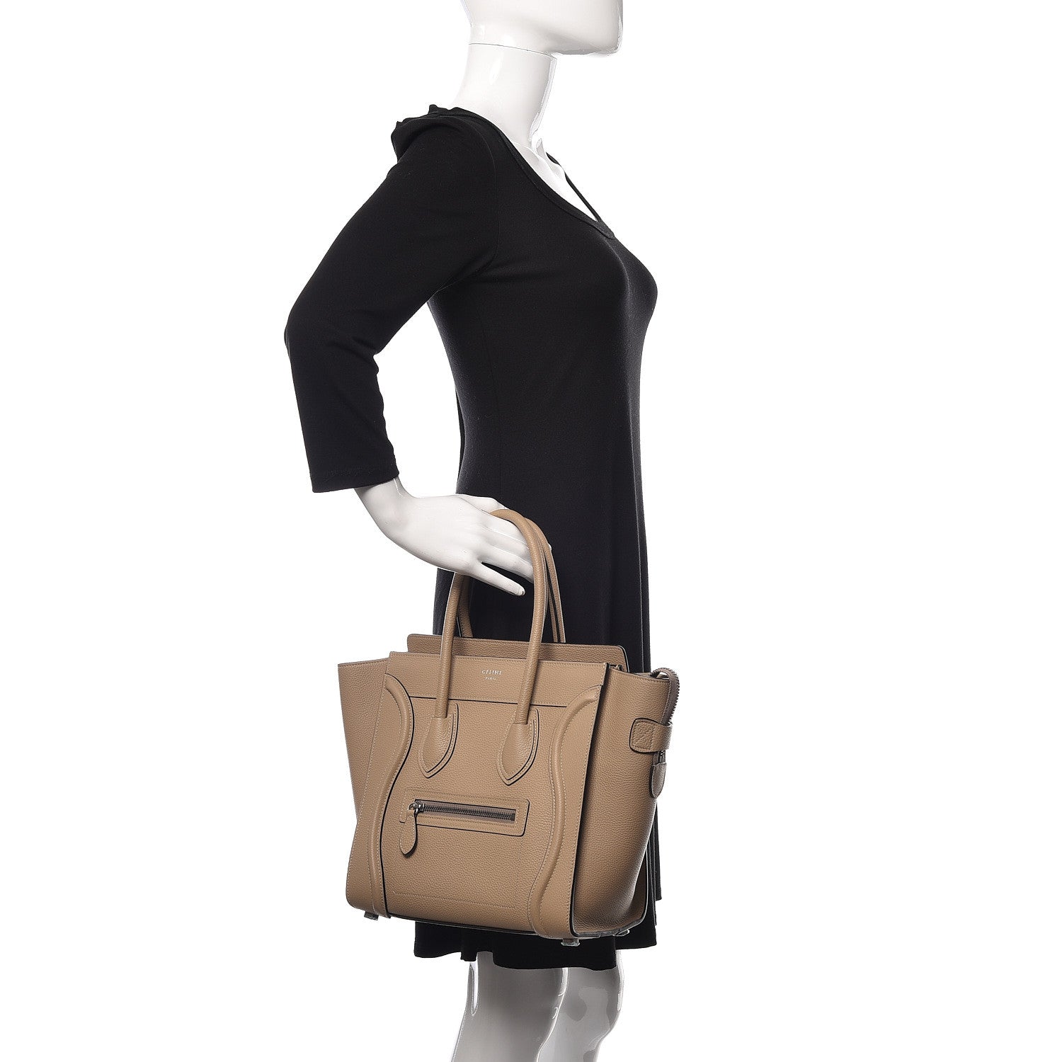 Celine Drummed Calfskin Micro Luggage Dune 2 of 10