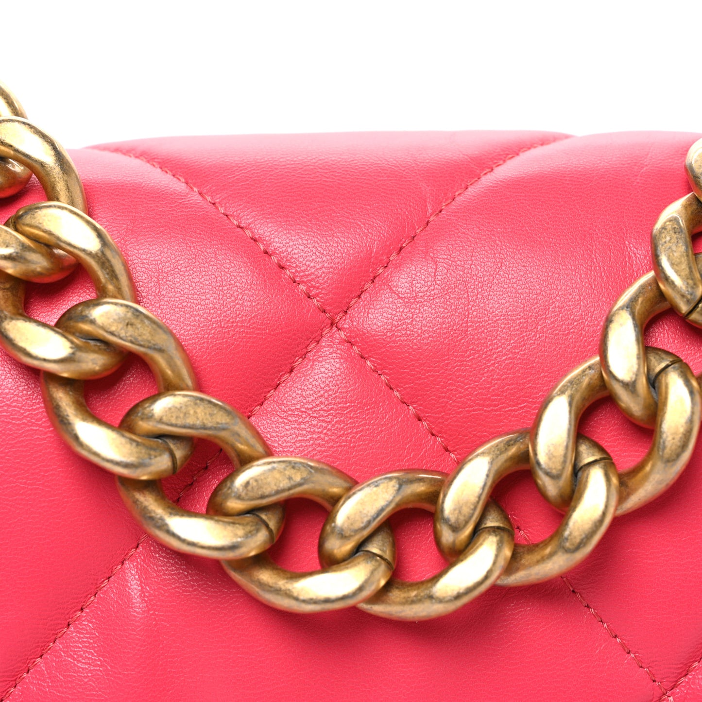 Lambskin Quilted Large Chanel 19 Flap Dark Pink
