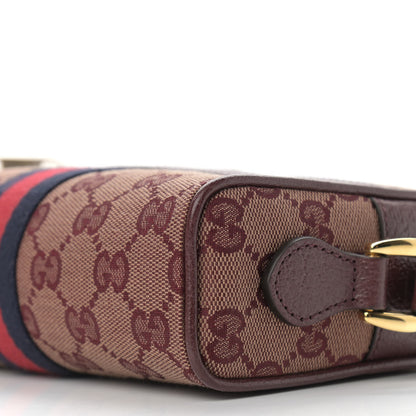 Gucci Monogram Textured Dollar Calfskin Web Mini Ophidia Shoulder Bag Sahara Rubino Chardonnay 5 of 10