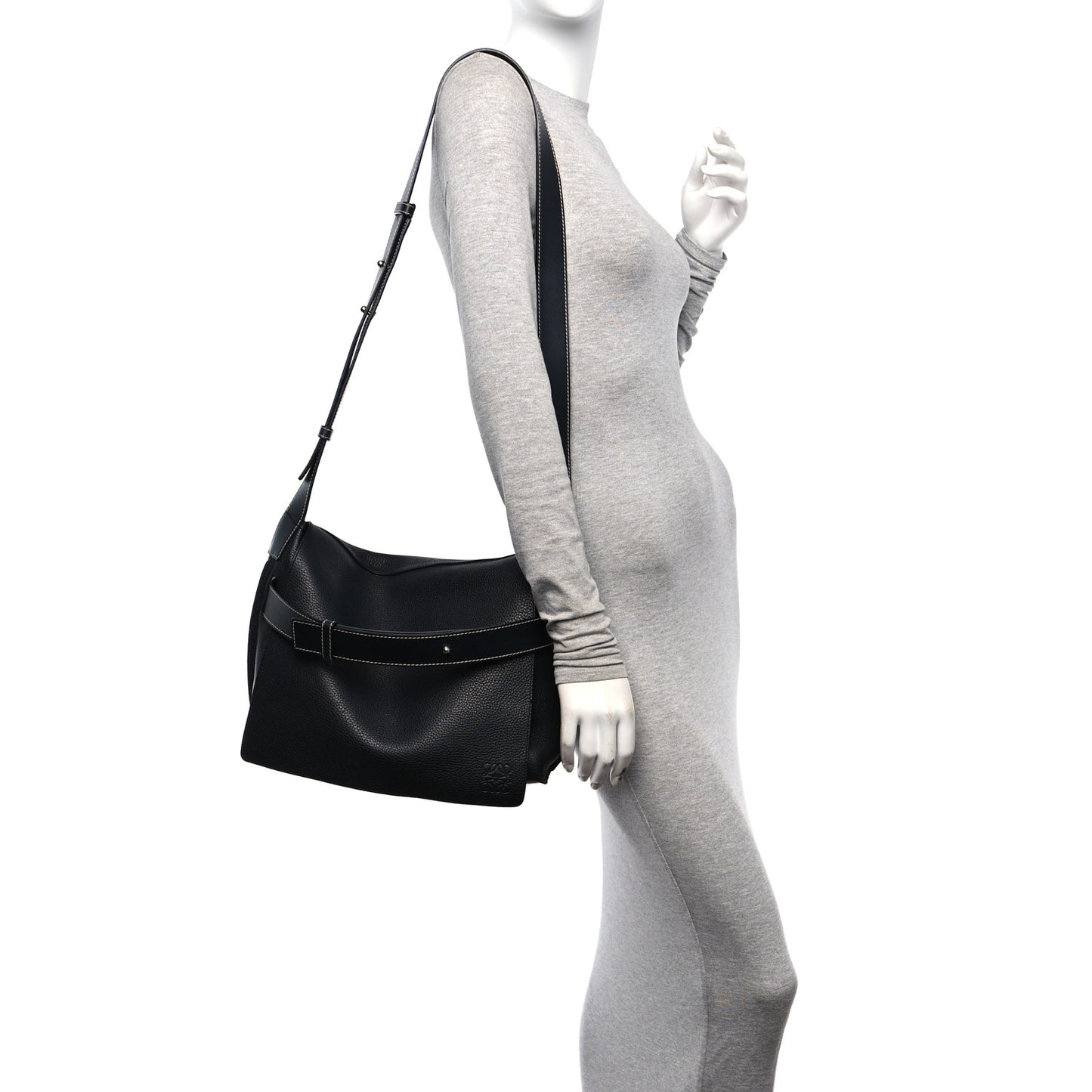 Grained Calfskin Small Bolso Belt Messenger Bag Black