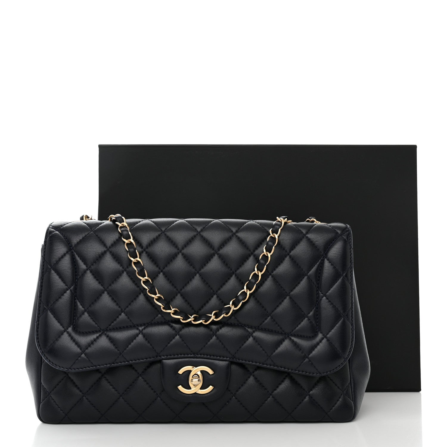 Chanel Lambskin Quilted Jumbo Single Flap Navy 12 of 12