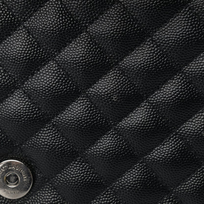 Saint Laurent Grain De Poudre Textured Mixed Matelasse Large Triquilt Monogram Monochrome Satchel Black 14 of 15
