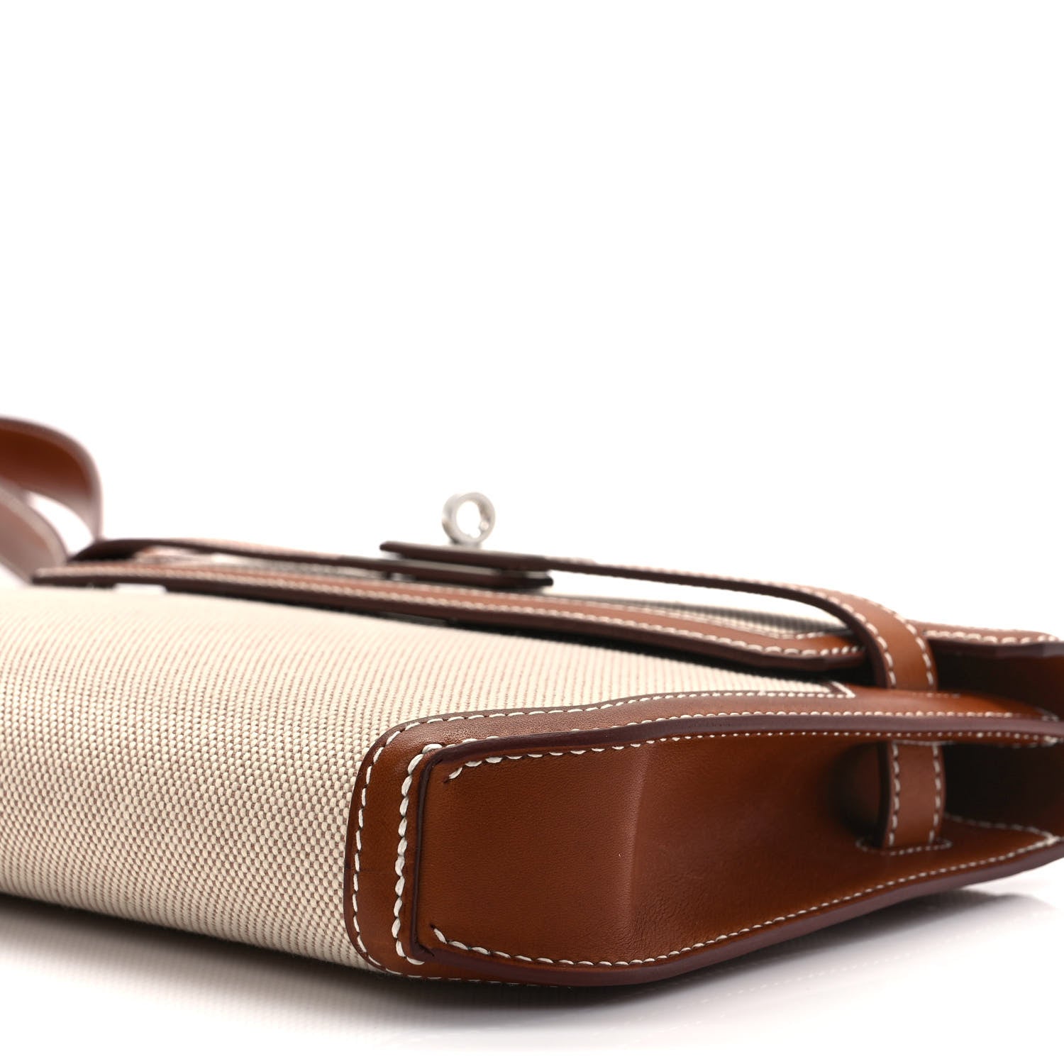 Hermes Toile H Barenia Kelly Depeches 25 Pouch Ecru Beige Fauve 8 of 10