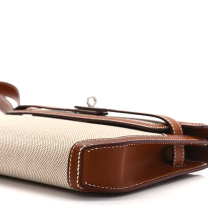 Hermes Toile H Barenia Kelly Depeches 25 Pouch Ecru Beige Fauve 8 of 10