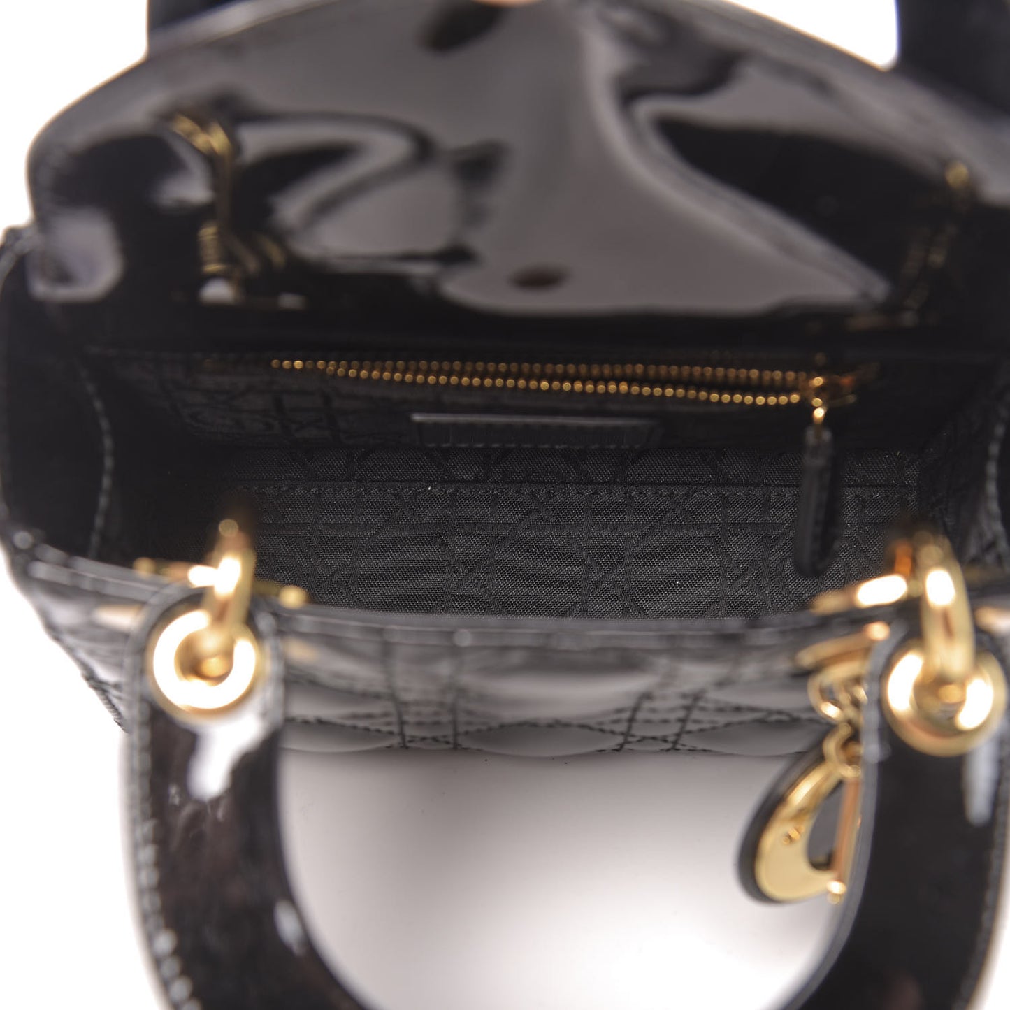 Patent Cannage Mini Lady Dior Black