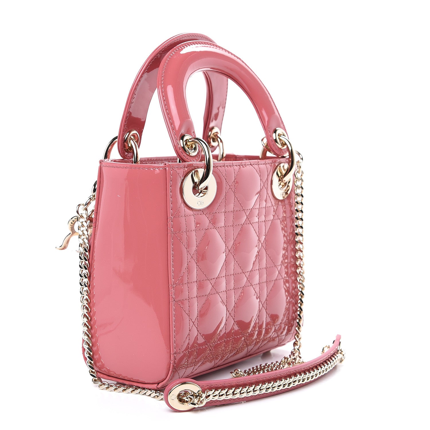 Christian Dior Patent Cannage Mini Lady Dior Pink 2 of 8