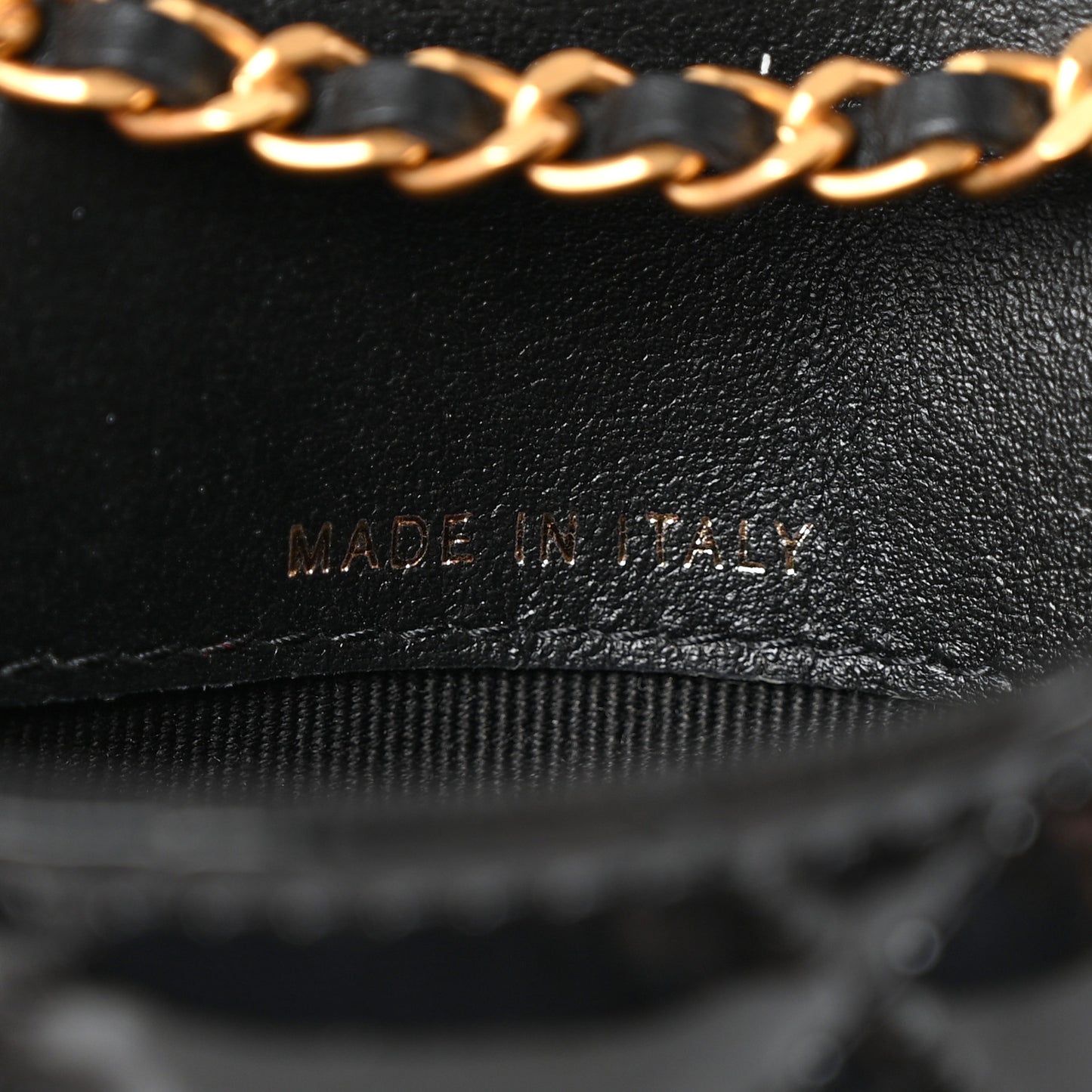 Patent Enamel Quilted Mini Chain Flap Black