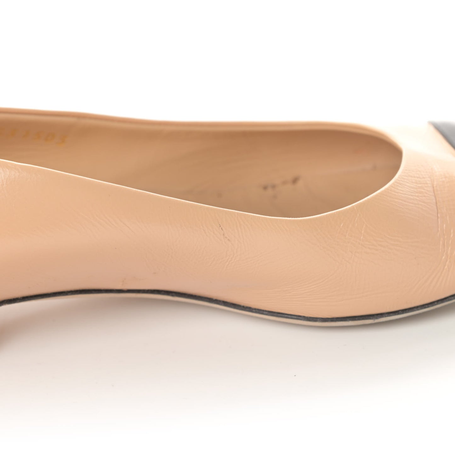 Lambskin Patent Cap Toe CC Ballerina Flats 40 Beige Black