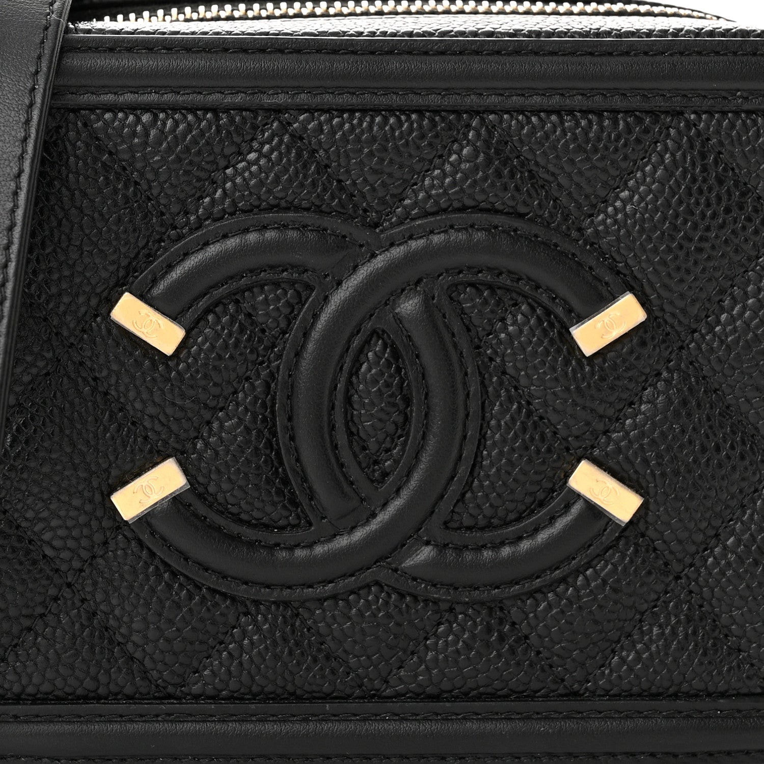 Chanel Caviar Quilted CC Filigree Vanity Clutch With Chain Black 8 of 10