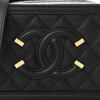Chanel Caviar Quilted CC Filigree Vanity Clutch With Chain Black 8 of 10
