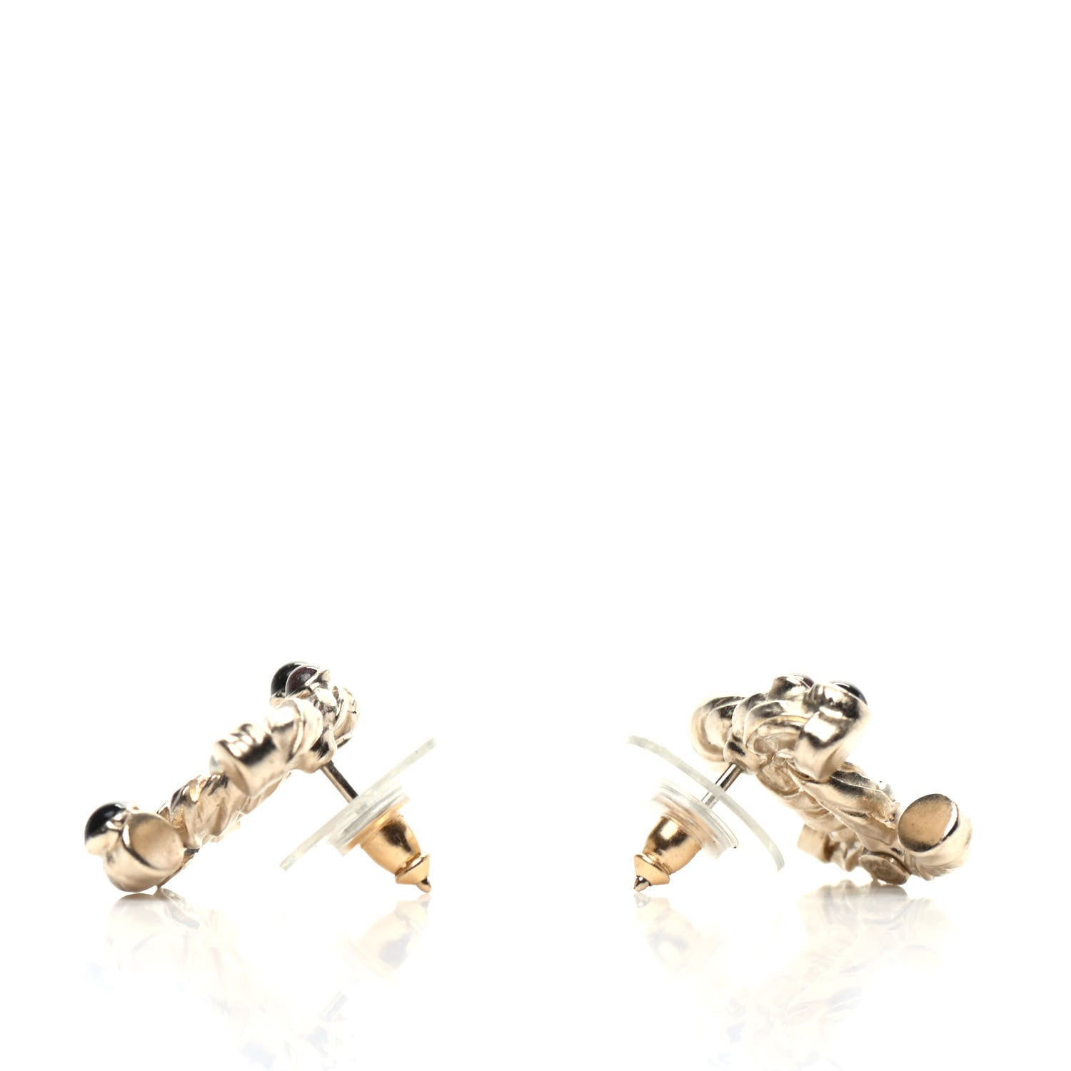 Chanel Pearl Resin Twisted CC Earrings Gold 3 of 5
