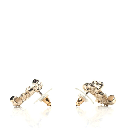 Chanel Pearl Resin Twisted CC Earrings Gold 3 of 5