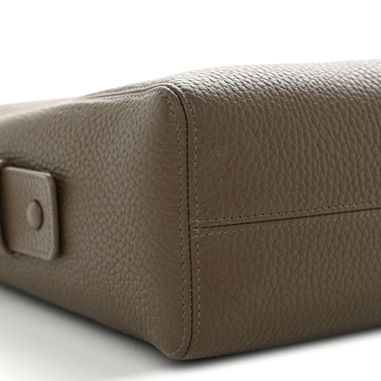 Grained Calfskin Large Zippered Pouch Dark Khaki