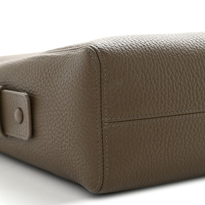 Chanel Grained Calfskin Large Zippered Pouch Dark Khaki 8 of 9